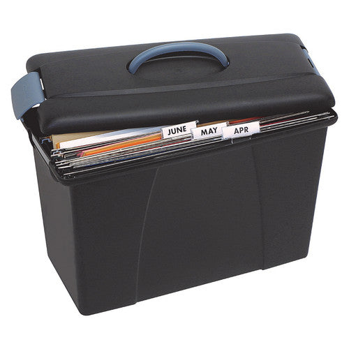 Interior view of Crystalfile 18L carry case showing foolscap suspension file rails