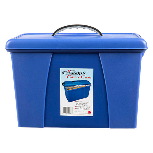 Crystalfile 18L Blue Carry Case with locking lid closed, front view