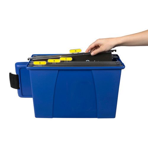Crystalfile Blue Carry Case with suspension files loaded inside