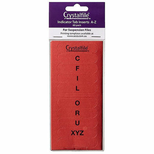Crystalfile Indicator Tab Inserts A-Z Red Pack of 60