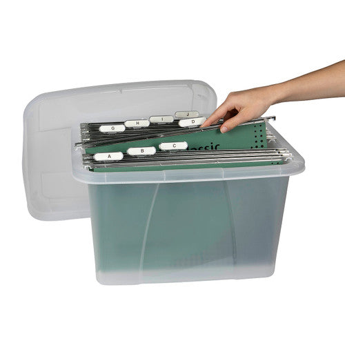 Crystalfile Porta Box 32L with foolscap suspension files stored inside