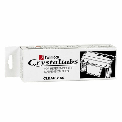Crystalfile Twinlock clear indicator tabs for suspension files, box of 50