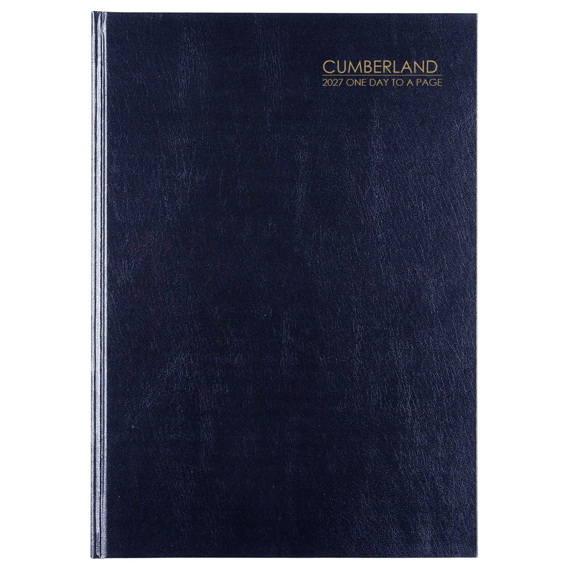Cumberland Casebound Diary 2027 A4 Day To A Page Blue shown front on, the blue cover, closed flat against a plain background.