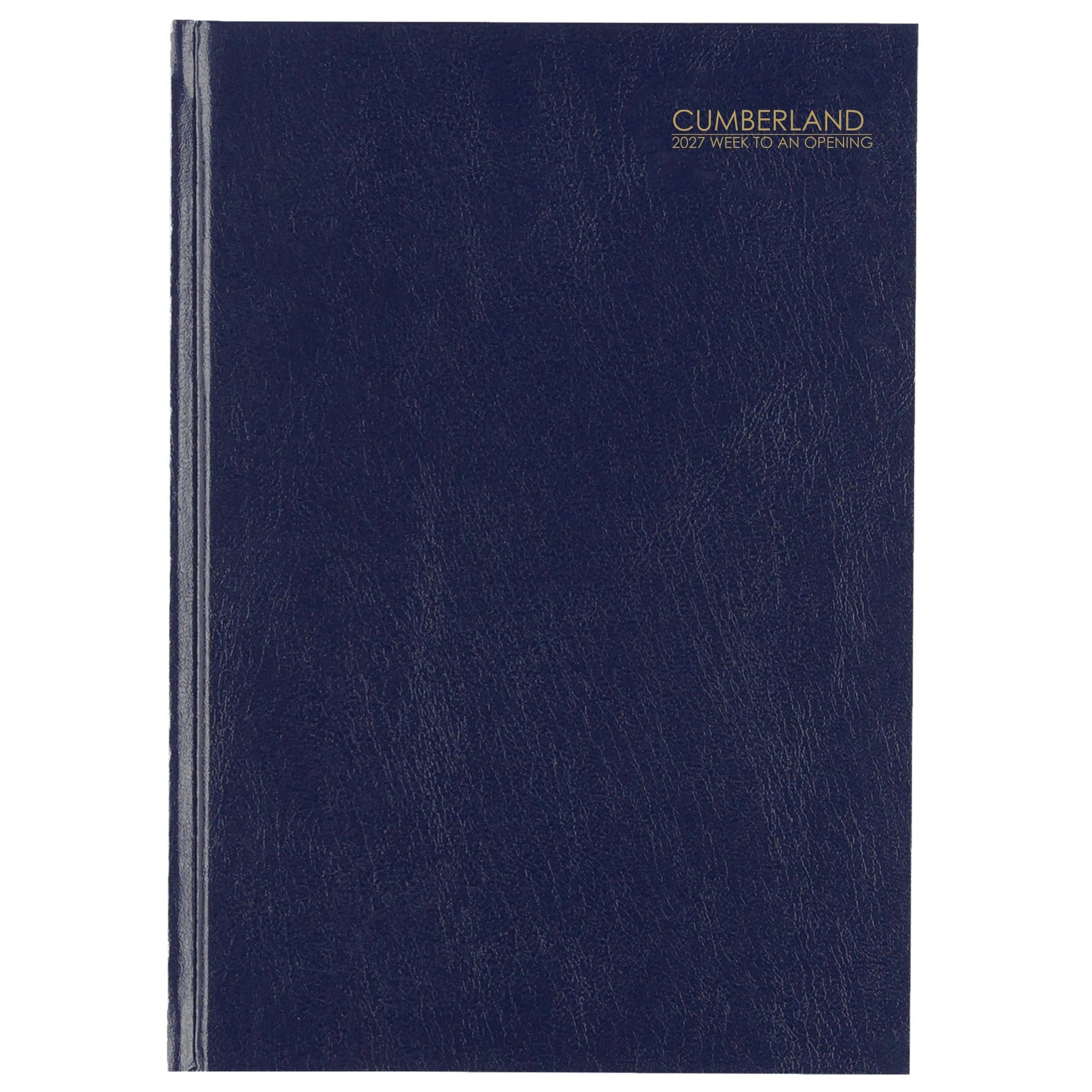 Cumberland Casebound Diary 2027 A5 Week To View Blue shown front on, the blue cover, closed flat against a plain background.
