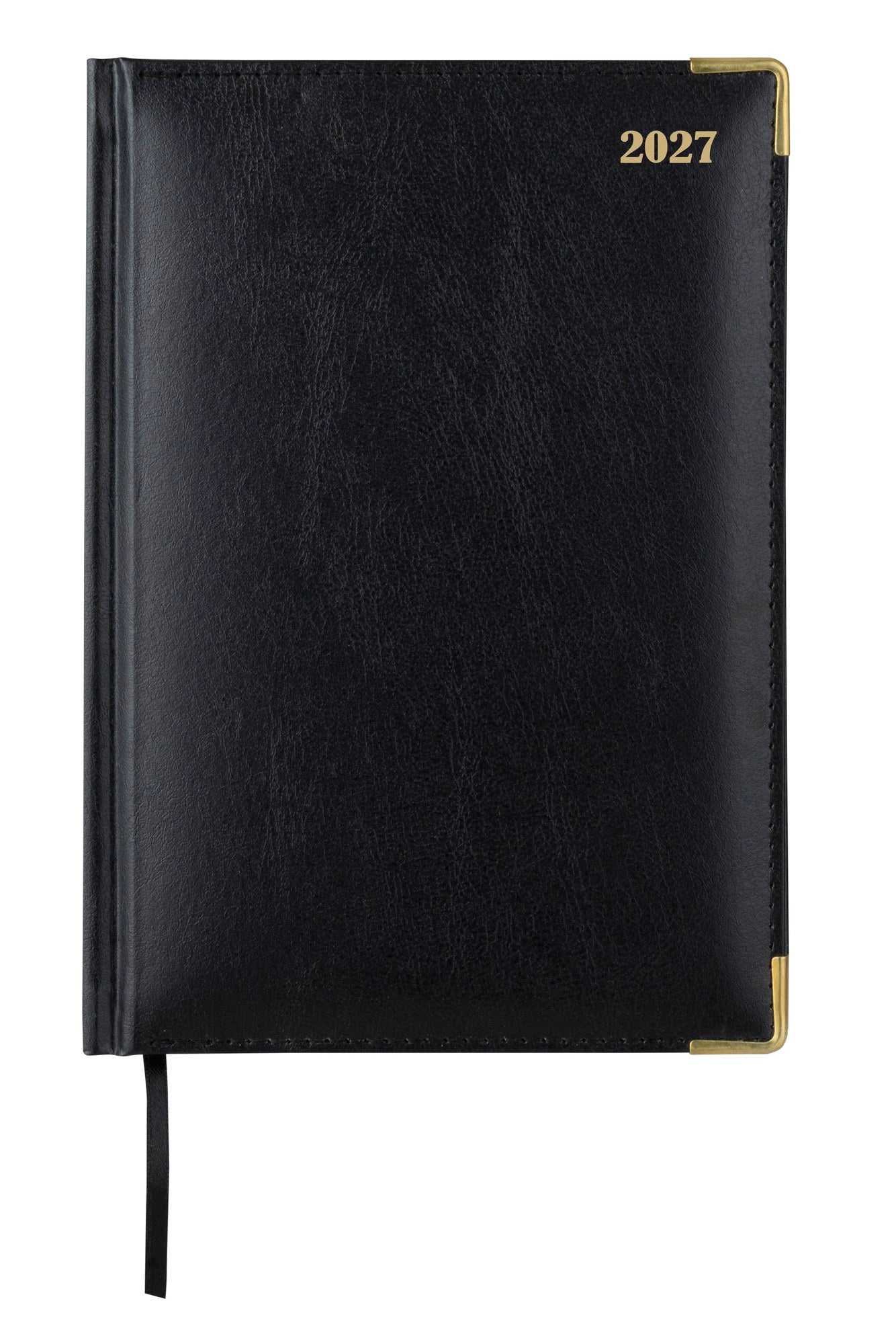 Cumberland Corporate Diary 2027 A5 Day To A Page Black shown front on, the black cover, closed flat against a plain background.