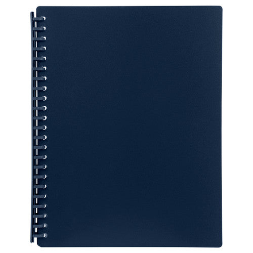 Cumberland OTW82NY refillable A4 display book 20 pockets Navy polypropylene cover, front view