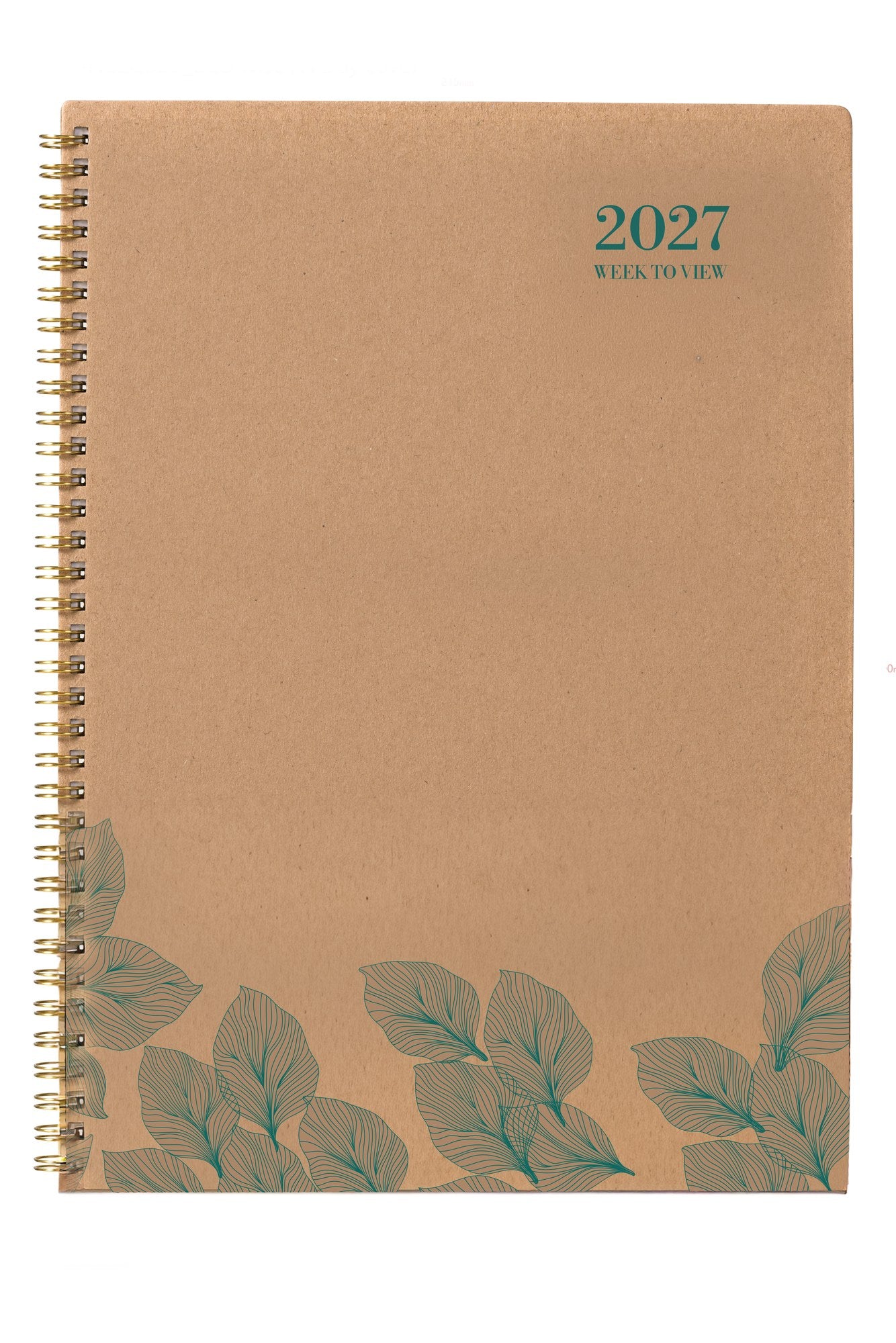 Cumberland Ecowise Diary 2027 A4 Week To View Kraft shown front on, the kraft cover, closed flat against a plain background.