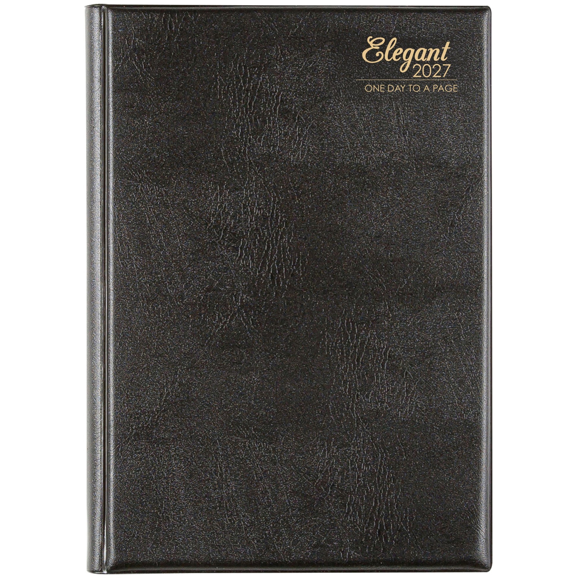 Cumberland Elegant Diary 2027 A4 Day To A Page Black shown front on, the black cover, closed flat against a plain background.