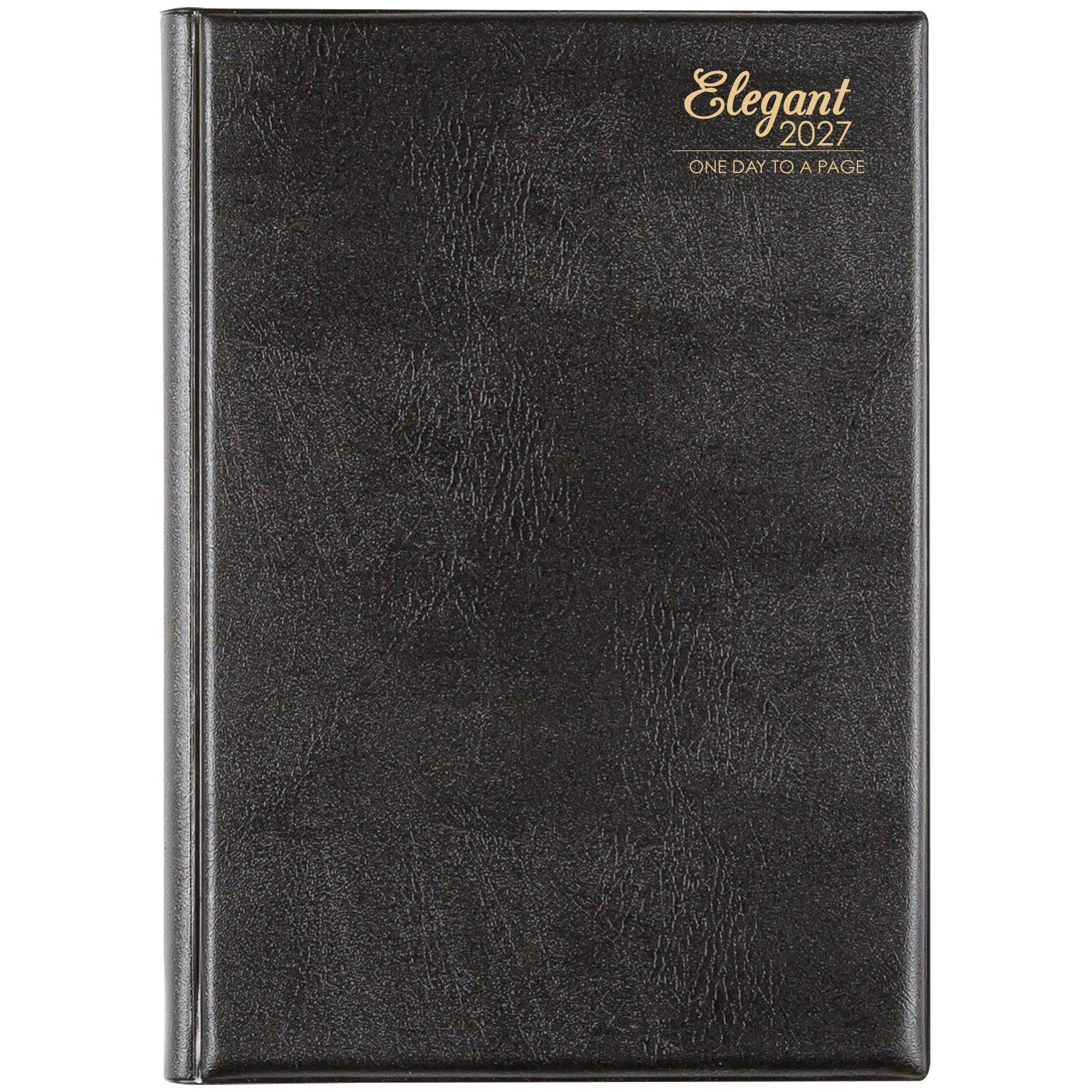 Cumberland Elegant Diary 2027 A4 Day To A Page Black shown front on, the black cover, closed flat against a plain background.