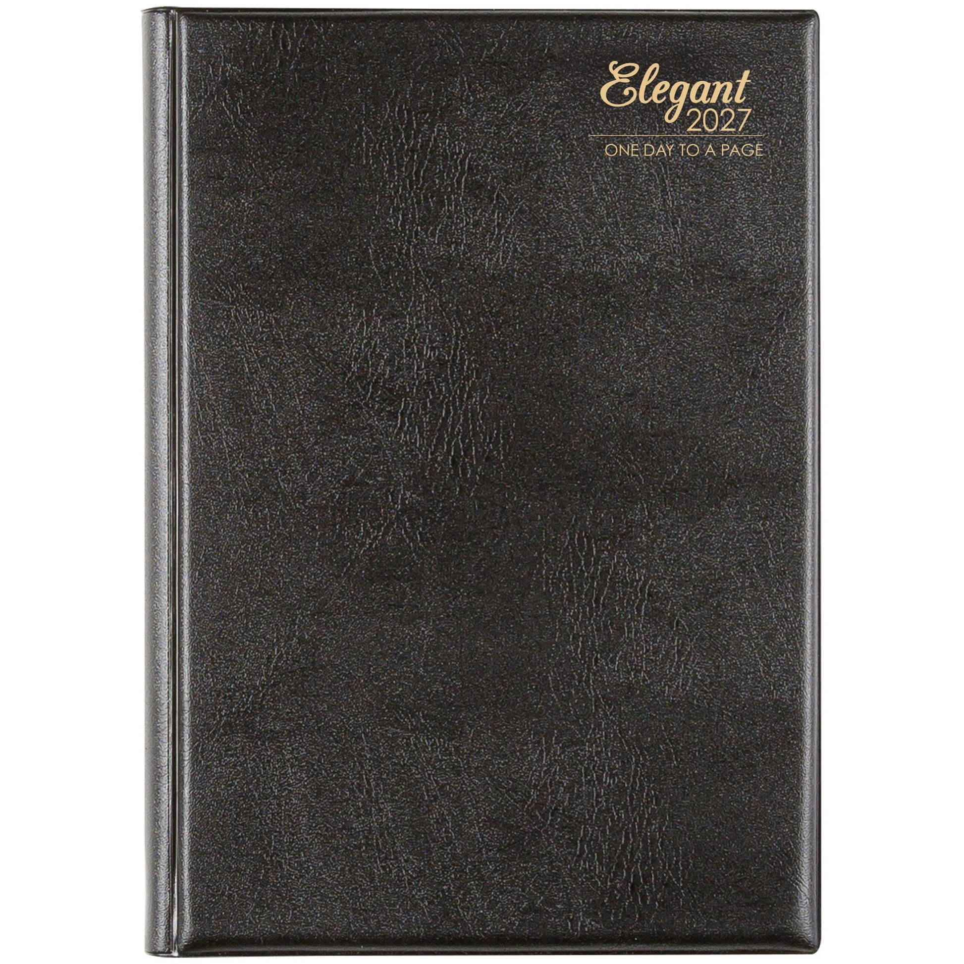 Cumberland Elegant Diary 2027 A5 Day To A Page Black shown front on, the black cover, closed flat against a plain background.