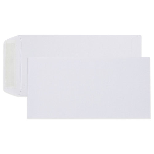 Cumberland 603331 DL white plain strip seal pocket envelope 220 x 110mm hero view — the standard Australian office envelope for everyday correspondence