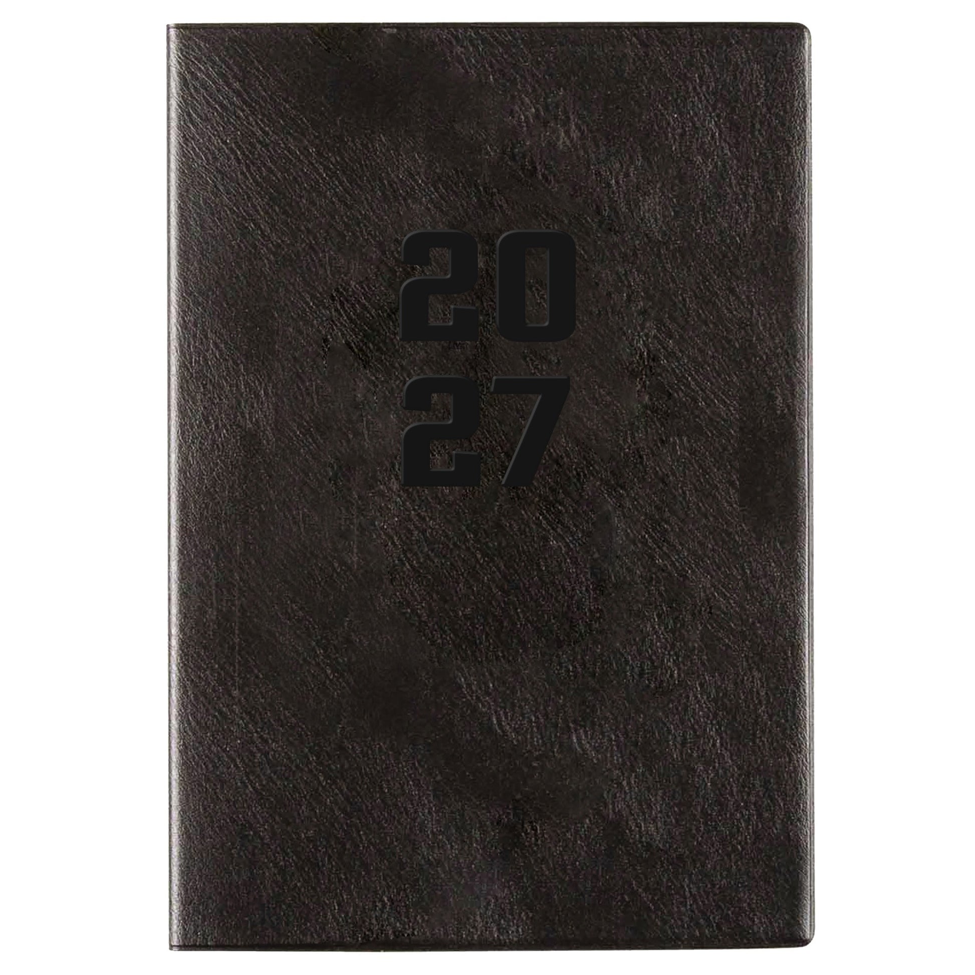 Cumberland Monthly Planner Diary 2027 A4 Month To View Black shown front on, the black cover, closed flat against a plain background.