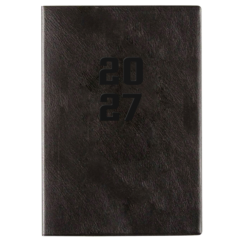 Cumberland Monthly Planner Diary 2027 A4 Month To View Black shown front on, the black cover, closed flat against a plain background.