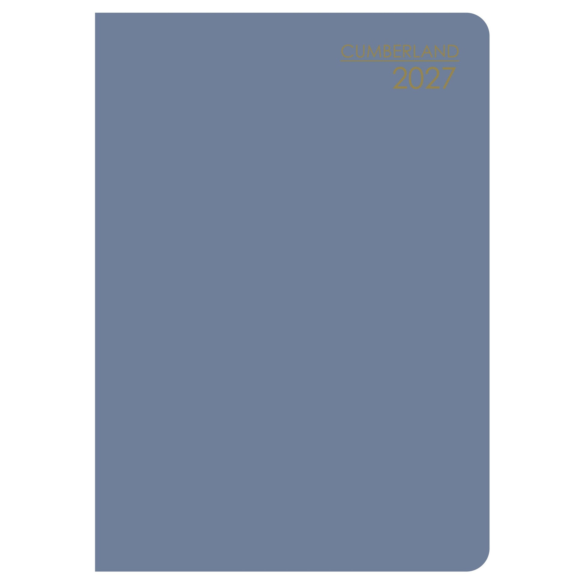 Cumberland Pocket Diary 2027 A7 Week To View Assorted shown from a further angle, the assorted cover colours, showing the cover corners and closure detail.