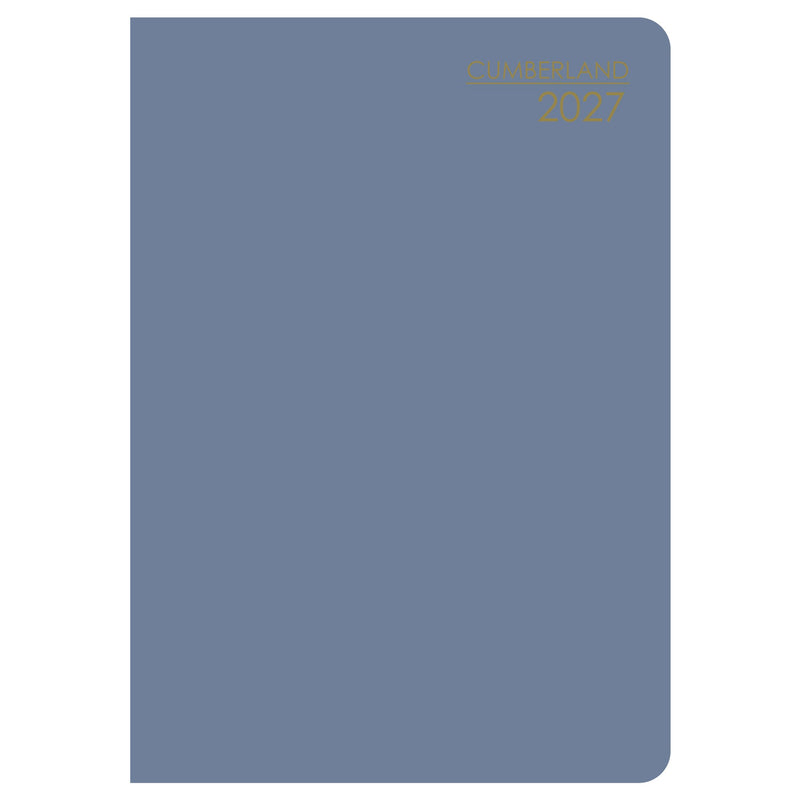 Cumberland Pocket Diary 2027 A7 Week To View Assorted shown from a further angle, the assorted cover colours, showing the cover corners and closure detail.