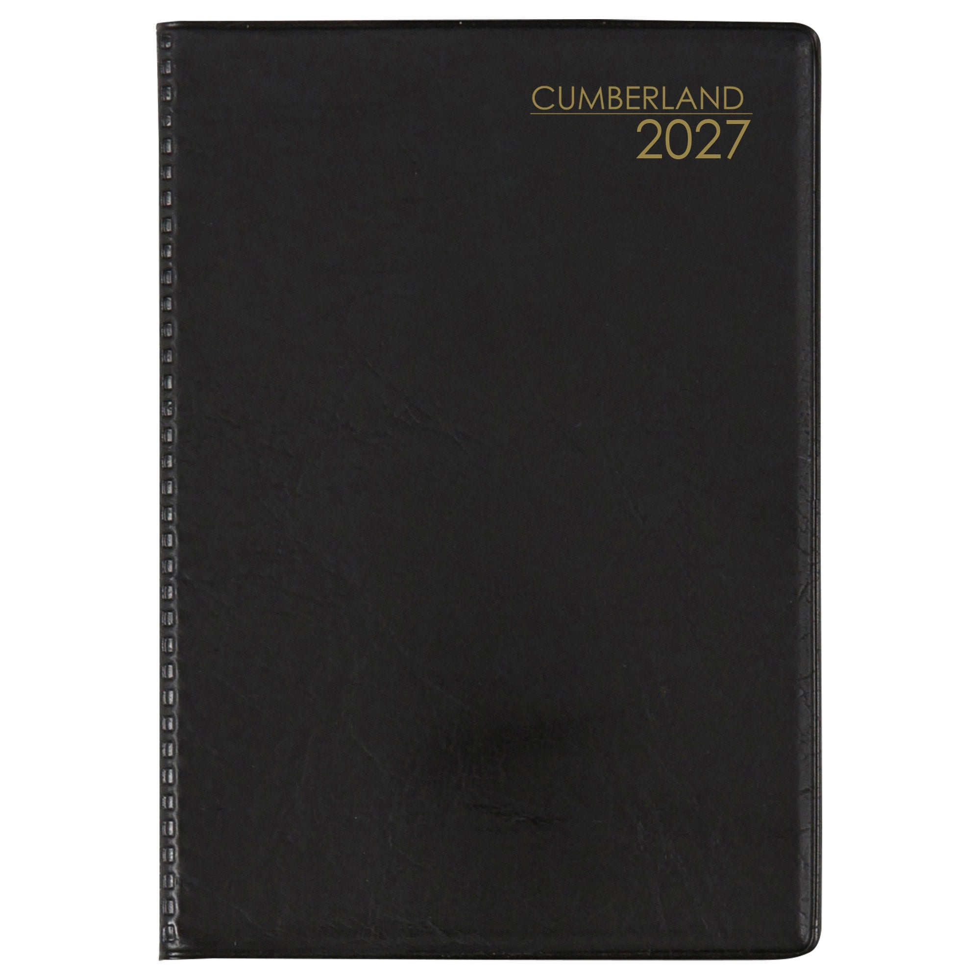 Cumberland Pocket Diary 2027 A7 Week To View Black shown front on, the black cover, closed flat against a plain background.