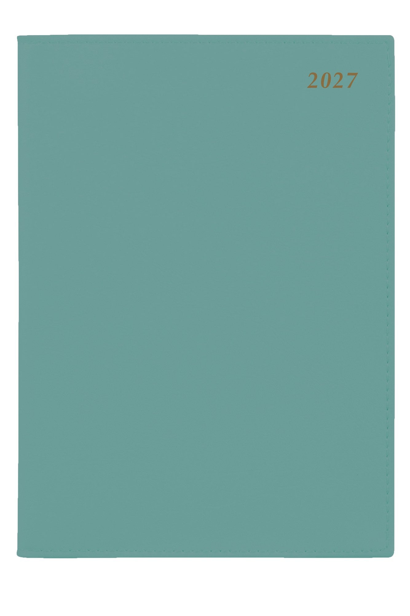 Cumberland Soho Diary 2027 A4 Day To A Page Jade Frost shown front on, the jade frost cover, closed flat against a plain background.