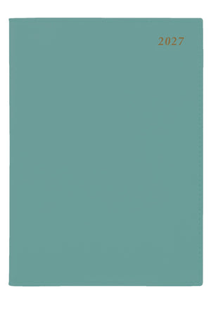 Cumberland Soho Diary 2027 A5 Day To A Page Jade Frost shown front on, the jade frost cover, closed flat against a plain background.