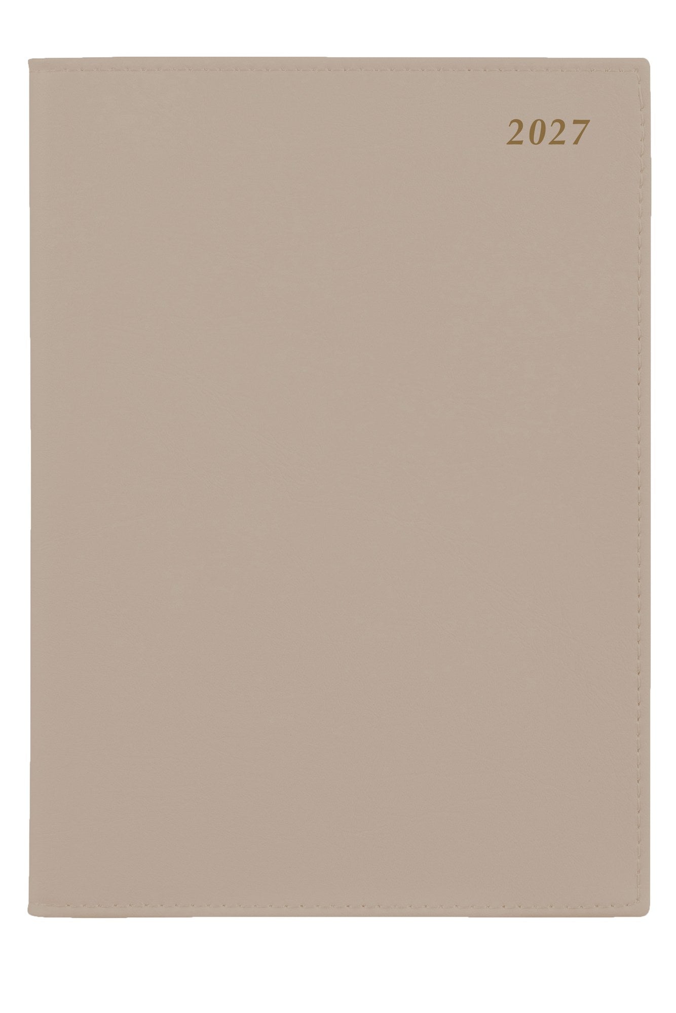 Cumberland Soho Diary 2027 A5 Week To View Sandstone shown front on, the sandstone cover, closed flat against a plain background.