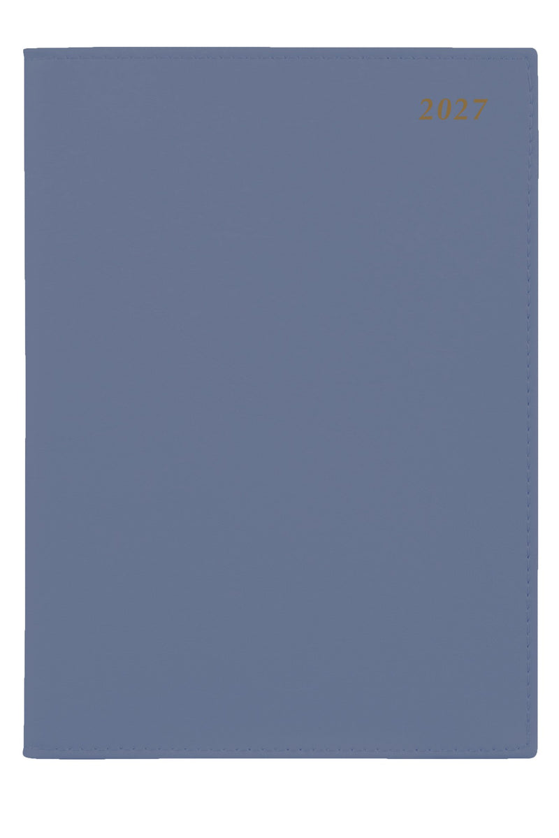 Cumberland Soho Diary 2027 A5 Day To A Page Storm Blue shown front on, the storm blue cover, closed flat against a plain background.