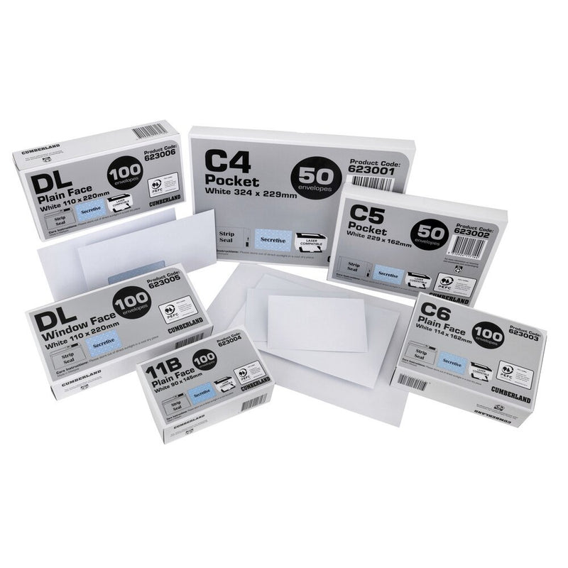 Cumberland Strip Seal Wallet Envelope C6 White Box of 100-3