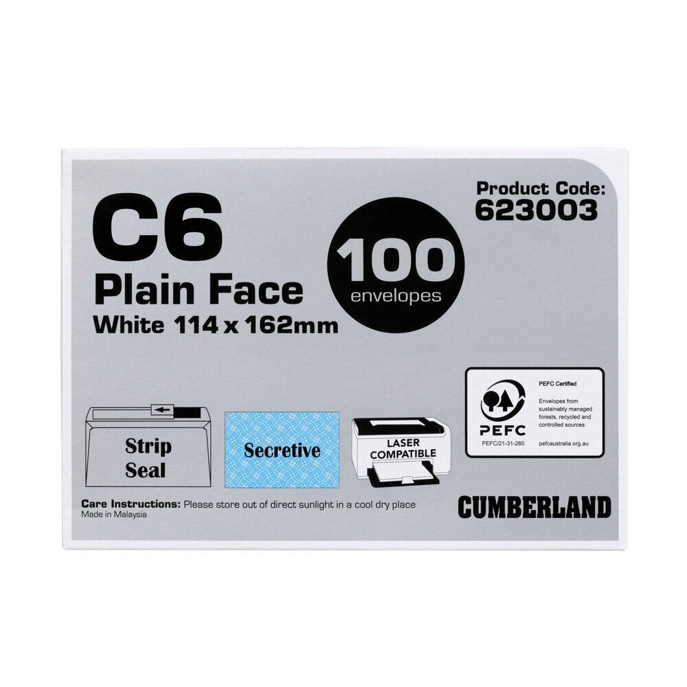 Cumberland Strip Seal Wallet Envelope C6 White Box of 100-1