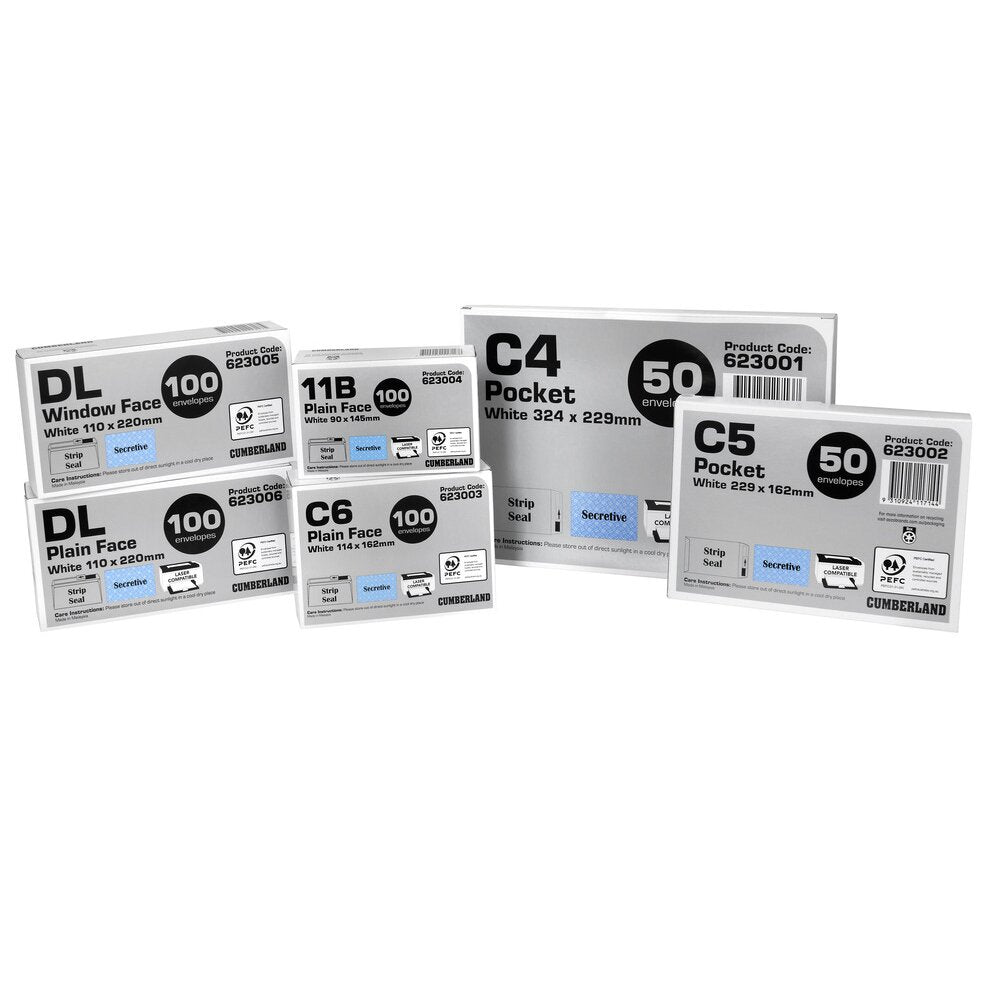 Cumberland Strip Seal Window Envelope DL White Box of 100-3