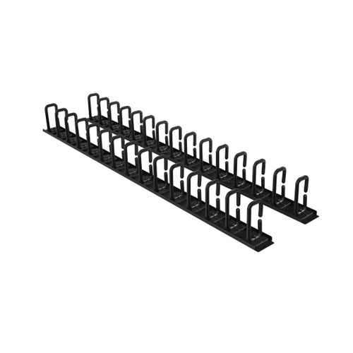 CyberPower 1.8m vertical flexible ring cable manager in black, showing two-section split design for IT cable organisation