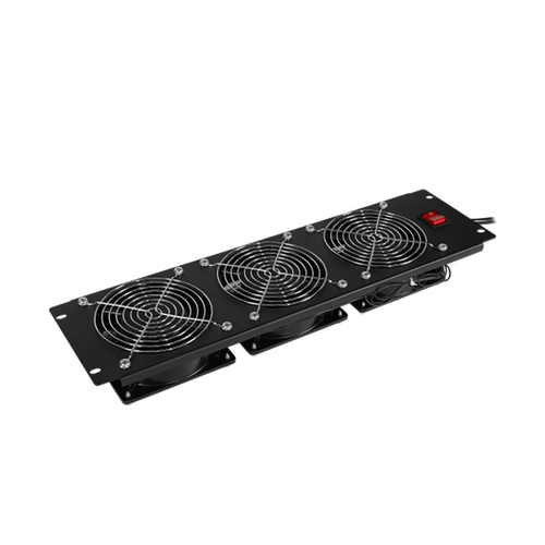 CyberPower CRA12003 three-fan rack enclosure panel mounted unit with black steel finish