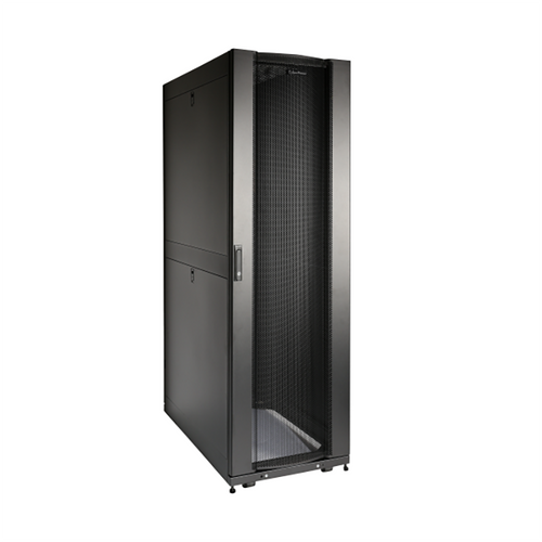 CyberPower 48U black rack enclosure 600mm wide by 1200mm deep, front view