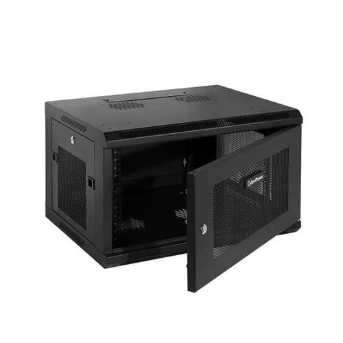 CyberPower 6U wall mount rack enclosure with hex-perforated front door and keyed-alike locks, 600mm x 450mm