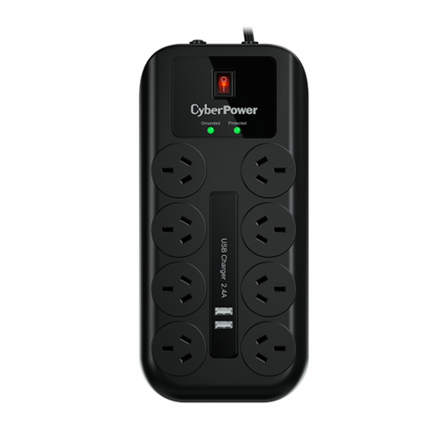 CyberPower CPSURGE08USB-ANZ 8 port surge protector with USB charging ports and coaxial connector