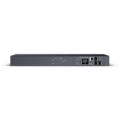CyberPower PDU44004 rear outlet panel showing dual power inputs and multiple output sockets