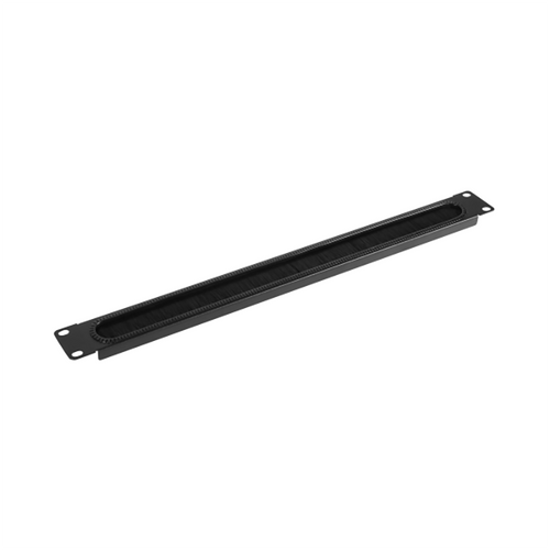 CyberPower CRA30005 Brush Panel Cable Manager in black, showing plastic and steel construction with brush insert for rack cable routing