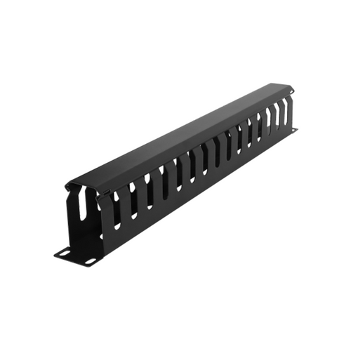 CyberPower deep metal duct cable manager with snap-on cover in black cold rolled steel finish