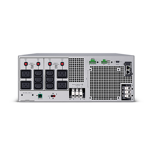 CyberPower 10000VA UPS installed in server rack with hot-swappable battery packs