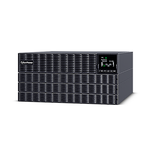 CyberPower OLS10KERT5U 10000VA online double-conversion UPS front view showing tiltable colour LCD display