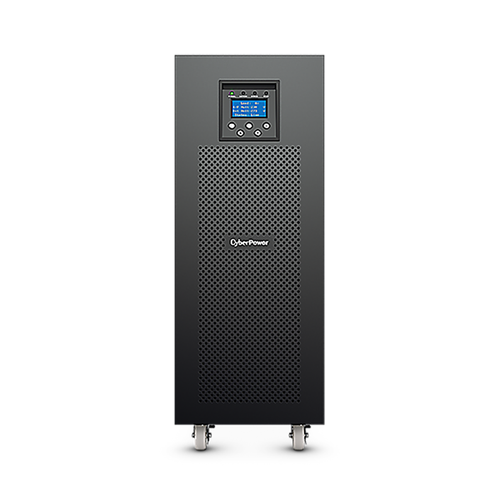 CyberPower Online S UPS LCD status display and control panel close-up