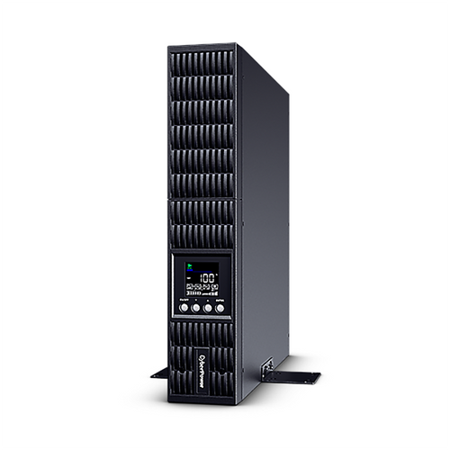 Front view of CyberPower OLS1000ERT2UA UPS showing colour LCD status panel