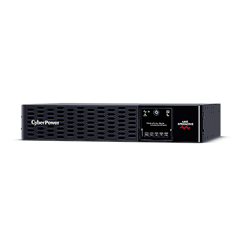 CyberPower DSPR1500ERT2U 1500VA rackmount UPS front panel with matrix LCD display