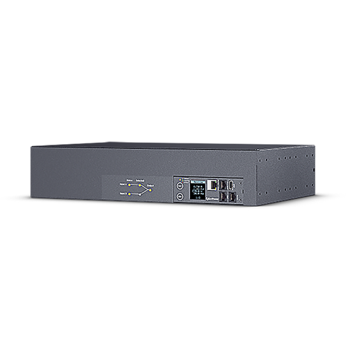 CyberPower DSPDU44302 2U rackmount ATS power distribution unit front panel with LCD display