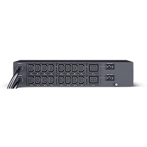 CyberPower rackmount PDU installed in a server rack with Ethernet management module