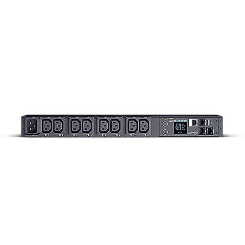 CyberPower rack-mount PDU showing individual outlet controls and Ethernet module