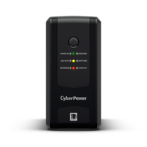 CyberPower UT850EG UPS rear panel showing outlets and USB connectivity port