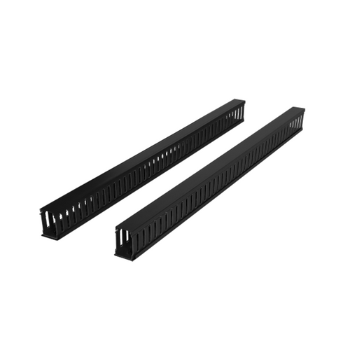 CyberPower vertical finger duct cable manager with snap-on cover in black, for rack cable organisation