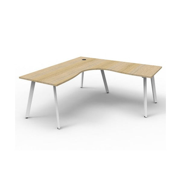 Rapidline Eternity Leg Corner Workstation 1800 x 1500 x 750mm Natural Oak / White Satin