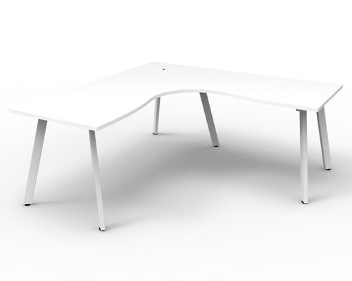 Rapidline Eternity Leg Corner Workstation 1800 x 1500 x 750mm Natural White / White Satin