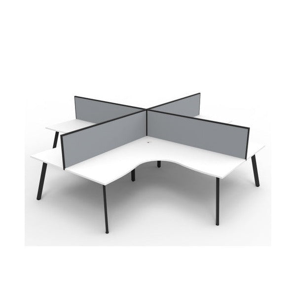 Rapidline Eternity Leg Corner Workstation 1500 x 1500 x 750mm with Screen Natural White / Black Satin