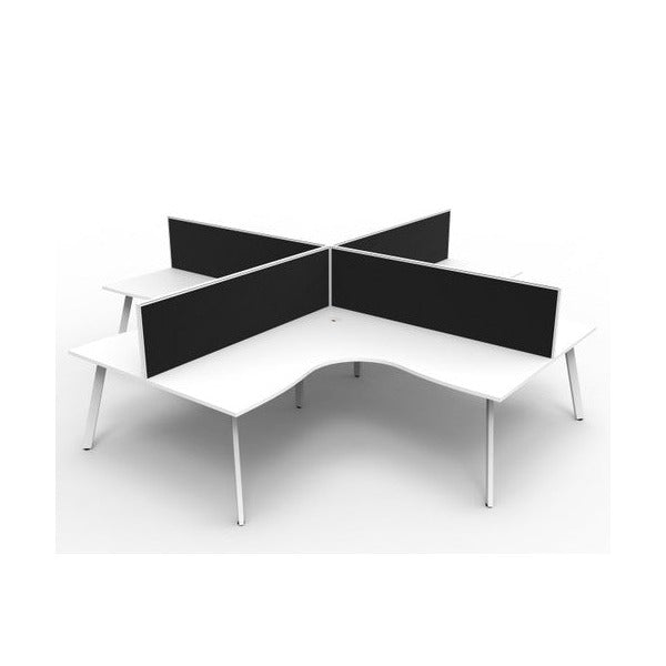 Rapidline Eternity Leg Corner Workstation 1500 x 1500 x 750mm with Screen Natural White / White Satin