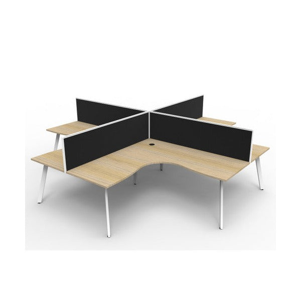 Rapidline Eternity Leg Corner Workstation 1800 x 1500 x 750mm with Screen Natural Oak / White Satin